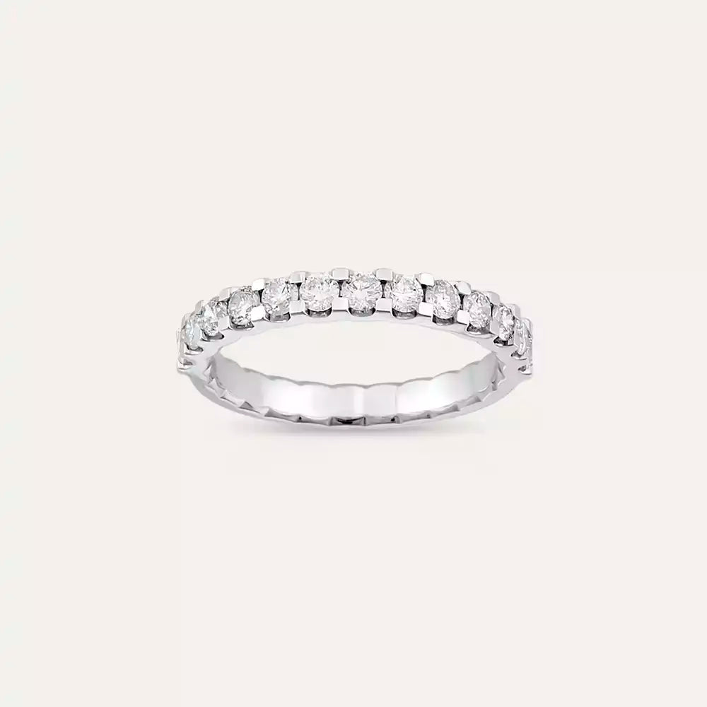 0.50 CT Pırlanta Taşlı Beyaz Altın Yarımtur Yüzük