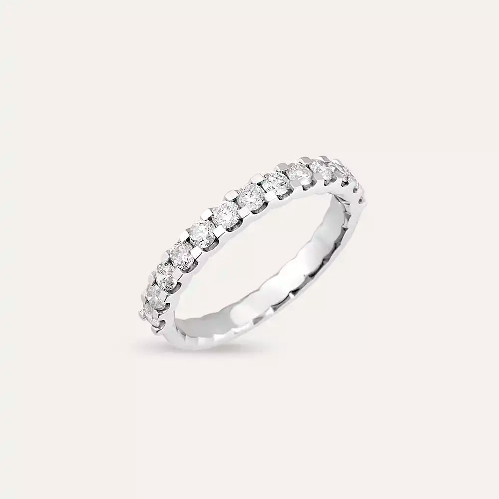 0.50 CT Pırlanta Taşlı Beyaz Altın Yarımtur Yüzük