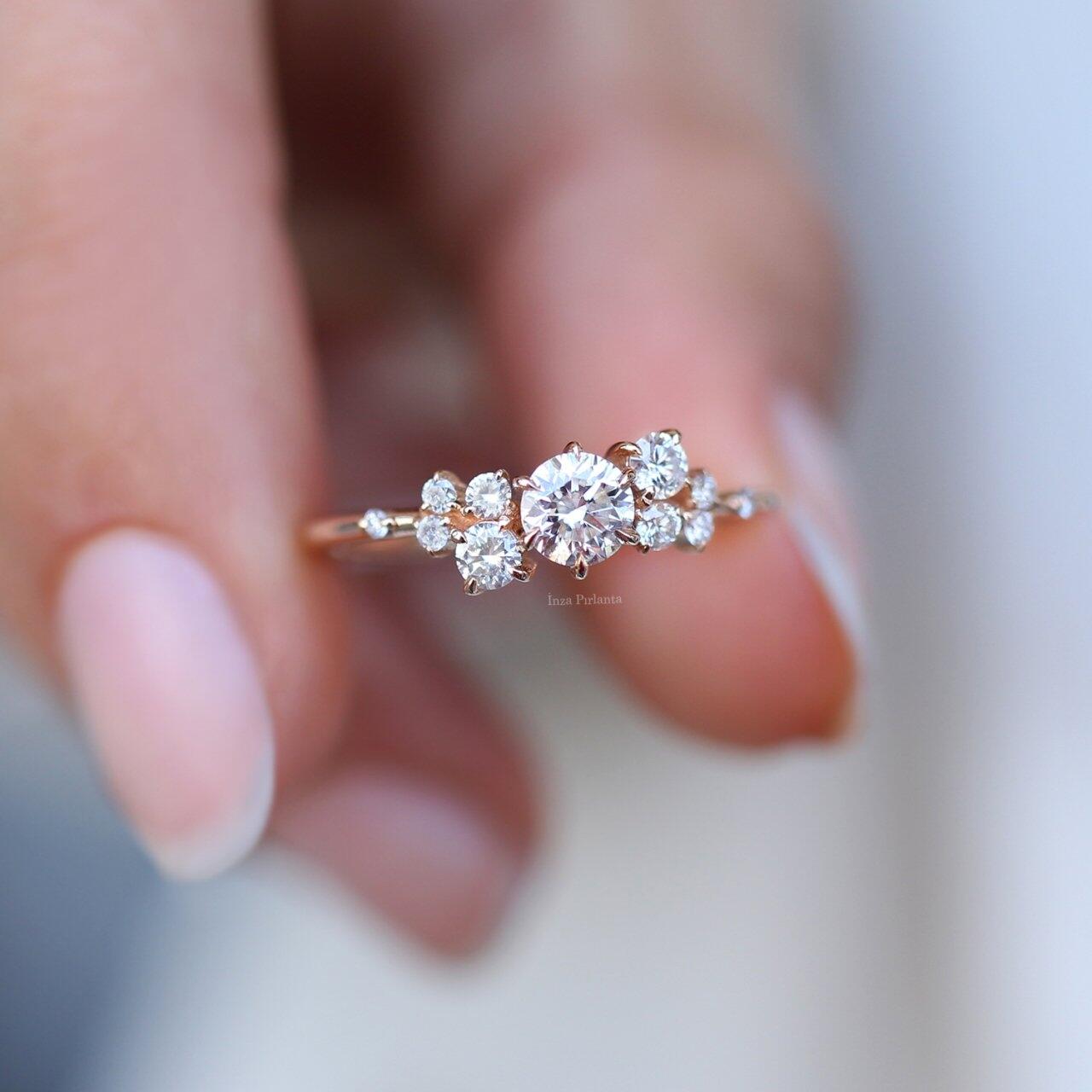 0.50 CT Vintage Asimetri Pırlanta  Yüzük