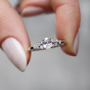 0.50 Karat Vintage Özel Tasarım Oval Asimetri Pırlanta Yüzük - Kopya