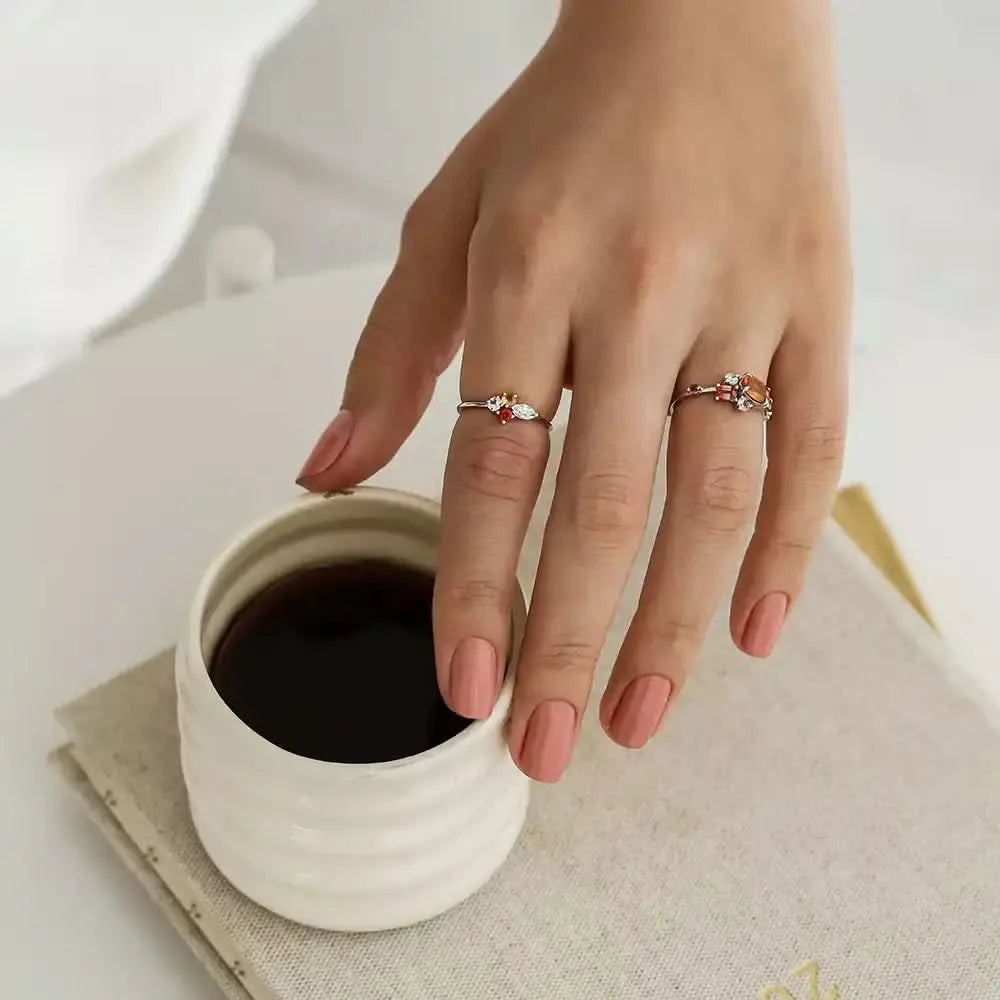 0.51 CT Multicolor Safir ve Pırlanta Taşlı Beyaz Altın Yüzük