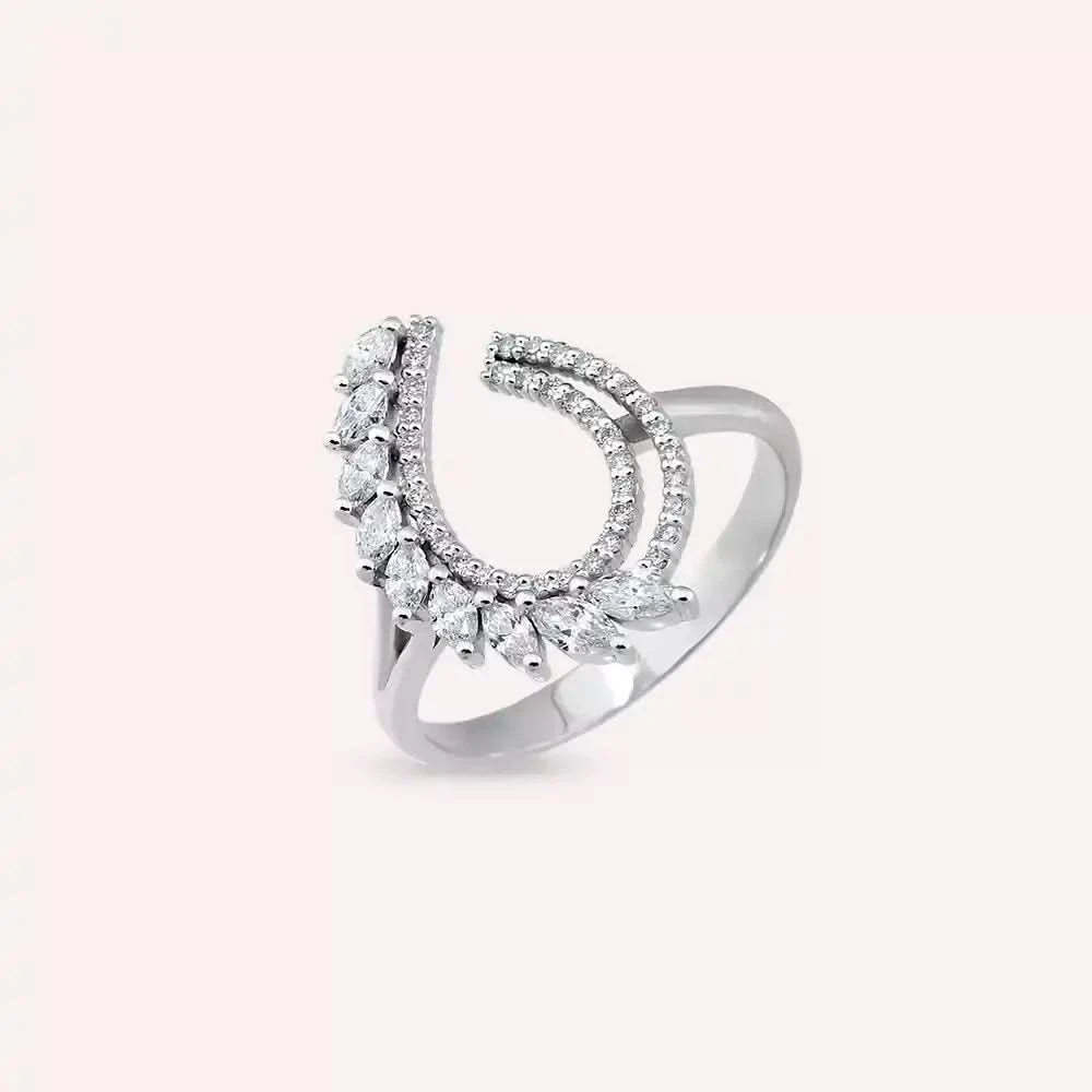 0.52 CT Markiz Kesim Pırlanta Taşlı Beyaz Altın Yüzük