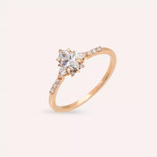 0.54 CT Markiz ve Damla Kesim Pırlanta Taşlı Rose Altın Yüzük