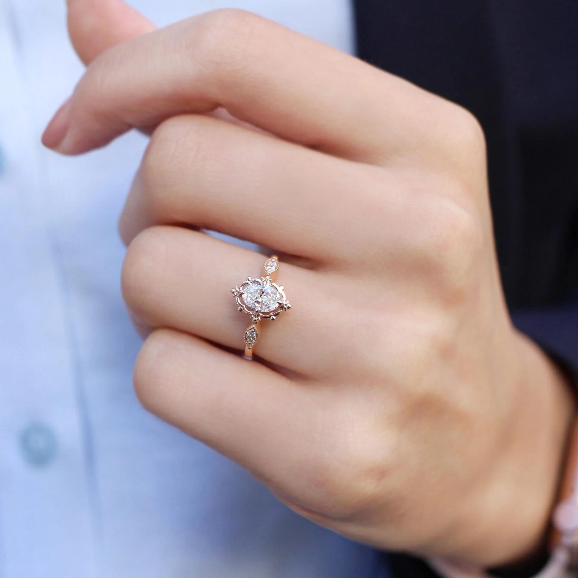 0.55 CT E SI1 GIA Sertifikalı Vintage Aria Tasarım Pırlanta Yüzük