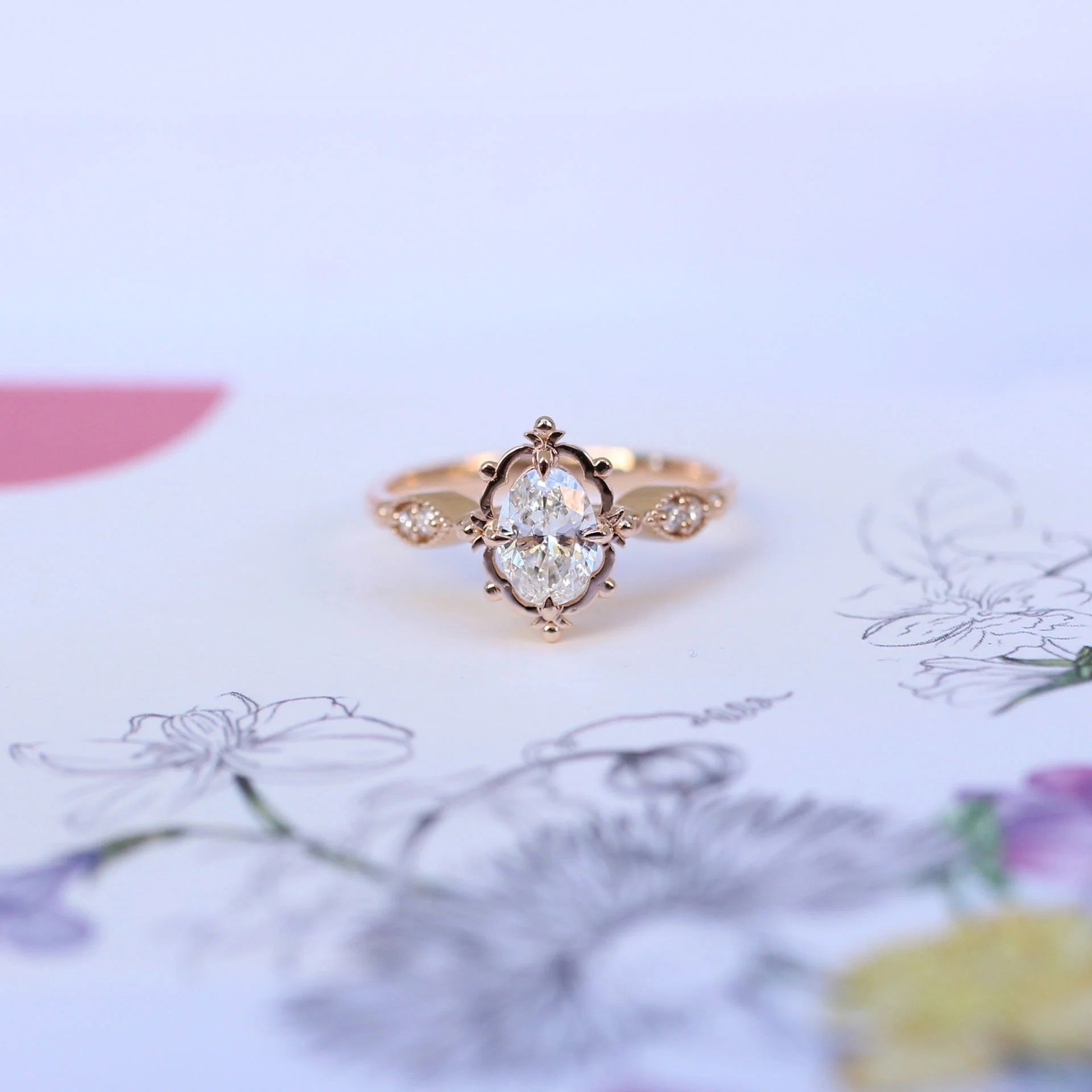 0.55 CT E SI1 GIA Sertifikalı Vintage Aria Tasarım Pırlanta Yüzük