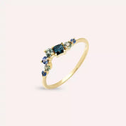 0.55 CT Multicolor Safir Taşlı Sarı Altın Yüzük