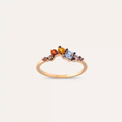 0.55 CT Multicolor Safir ve Brown Pırlanta Taşlı Rose Altın Yüzük