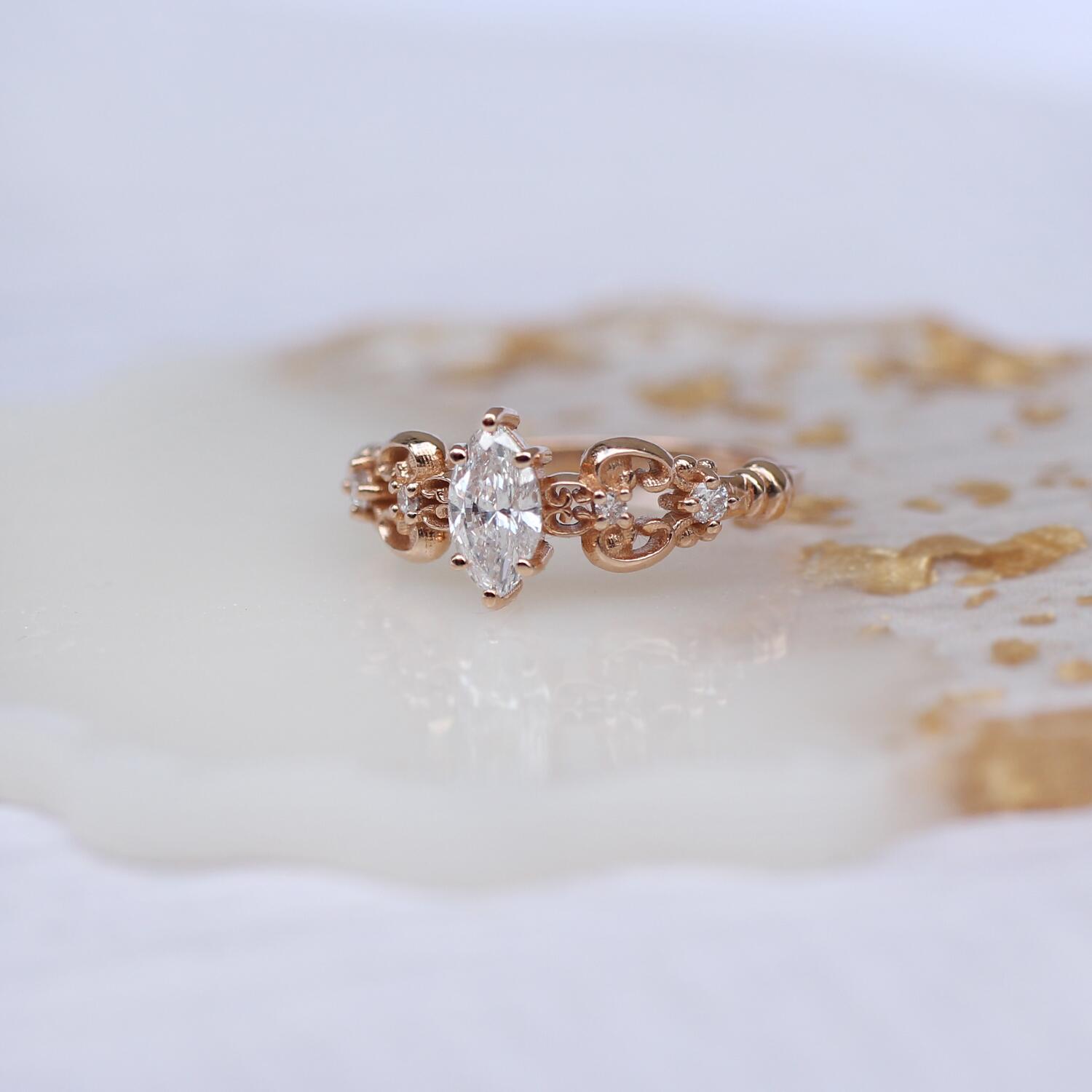 0.55 Karat Vintage Tasarım Markiz Pırlanta Yüzük