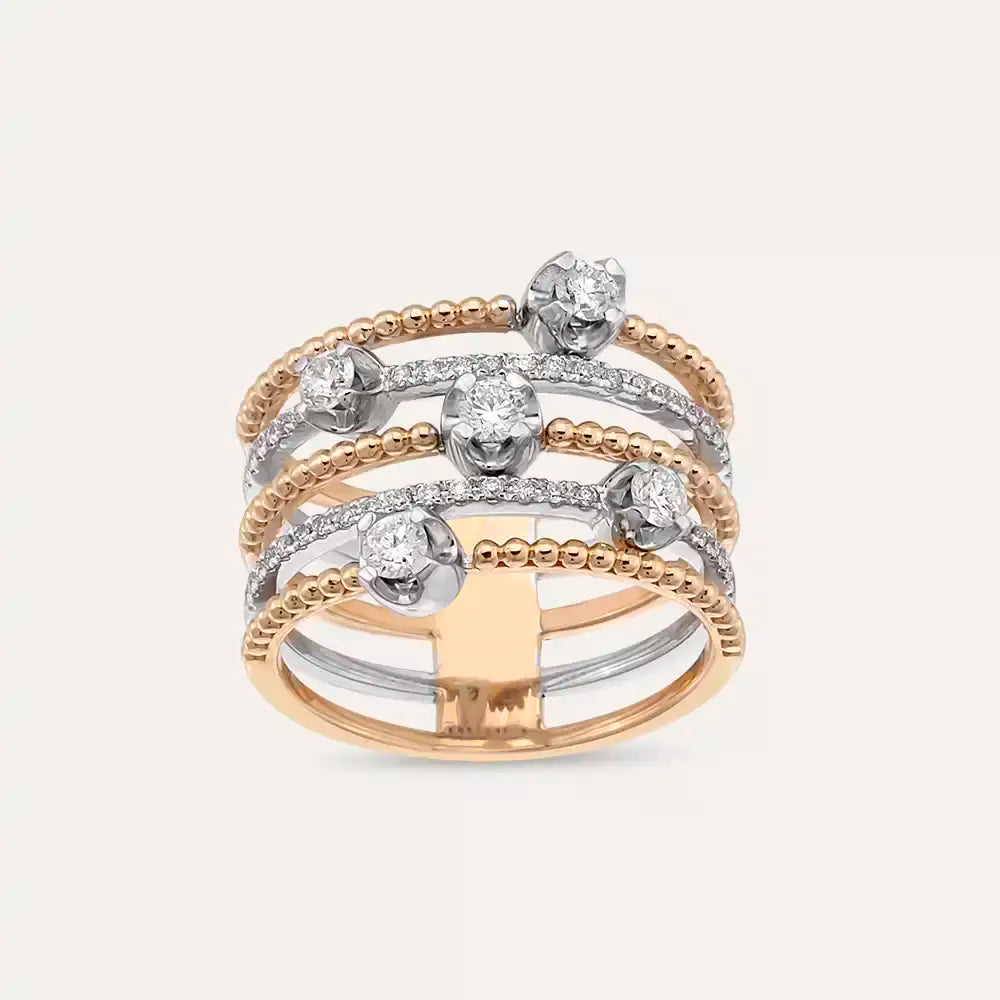 0.56 CT Pırlanta Taşlı Sıralı Yüzük