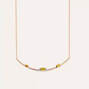 0.56 CT Yellow Safir ve Pırlanta Taşlı Rose Altın Kolye