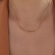 0.56 CT Yellow Safir ve Pırlanta Taşlı Rose Altın Kolye