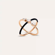 0.57 CT Pırlanta Taşlı Rose Altın Siyah Mineli Yüzük