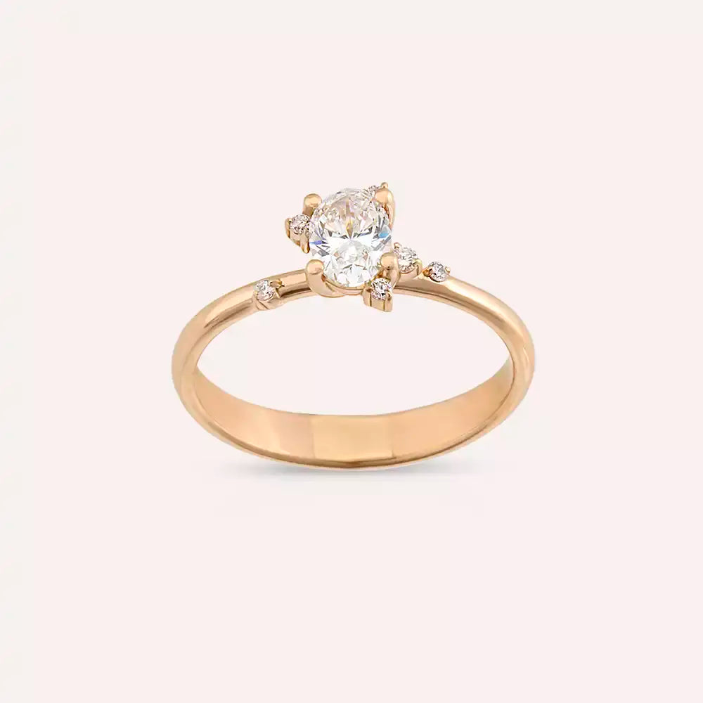 0.57 CT Pırlanta Taşlı Rose Altın Yüzük