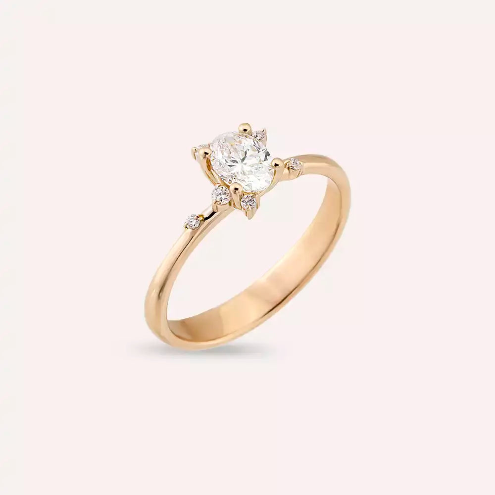 0.57 CT Pırlanta Taşlı Rose Altın Yüzük