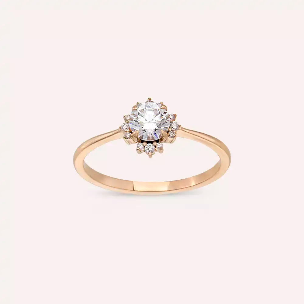0.57 CT Pırlanta Taşlı Rose Altın Yüzük