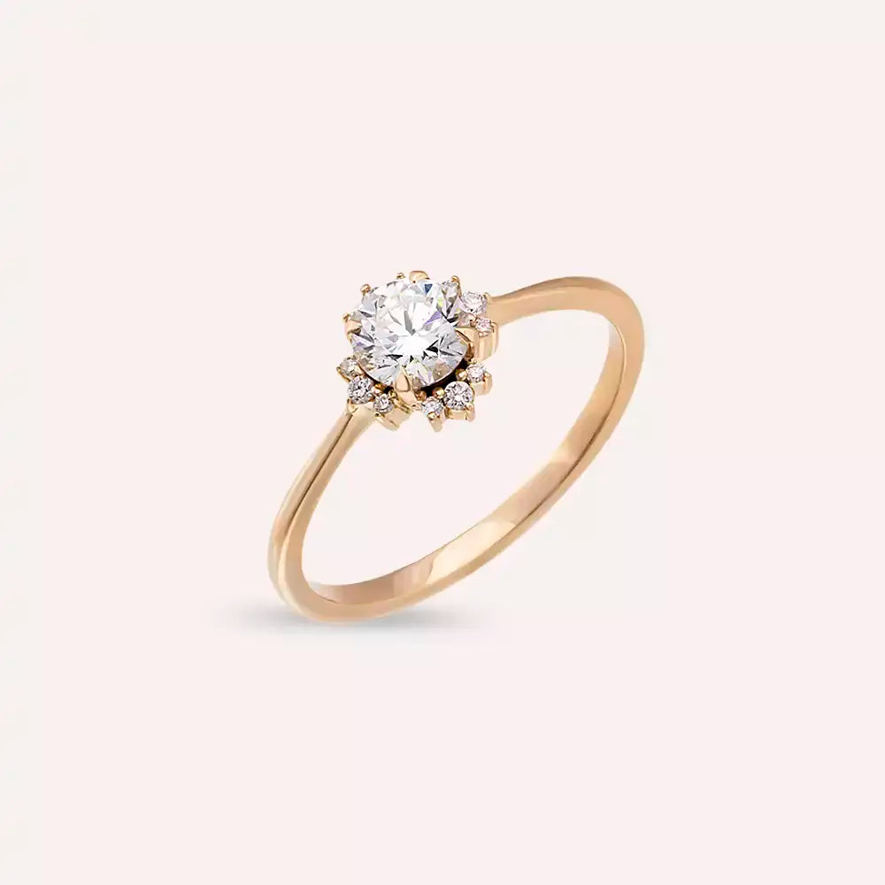 0.57 CT Pırlanta Taşlı Rose Altın Yüzük