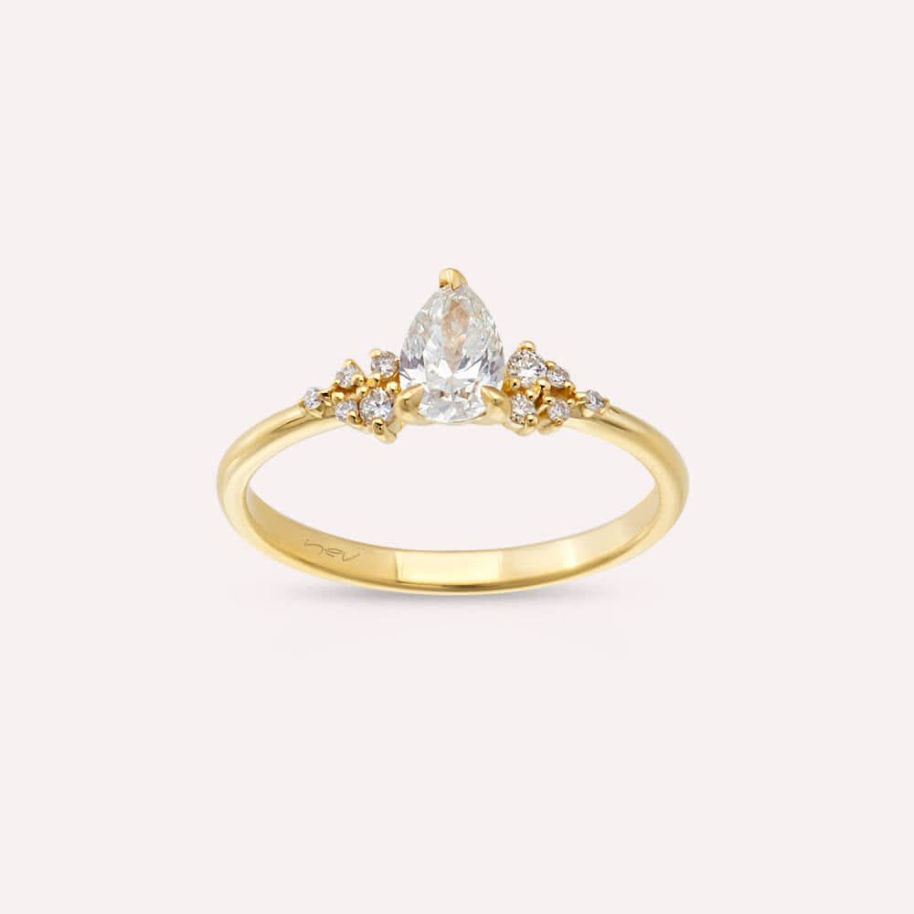 0.58 CT Pırlanta Taşlı Sarı Altın Yüzük