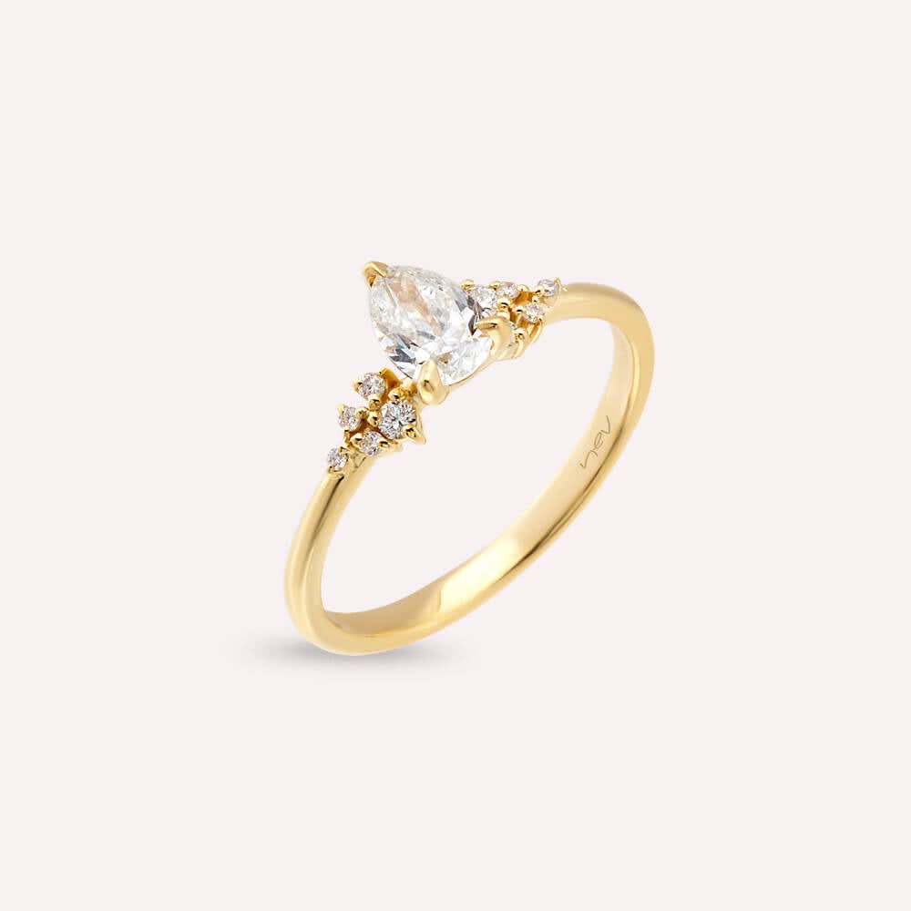 0.58 CT Pırlanta Taşlı Sarı Altın Yüzük