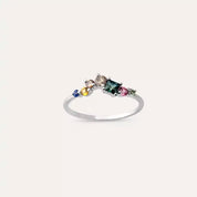 0.60 CT Multicolor Safir ve Brown Pırlanta Taşlı Beyaz Altın Yüzük