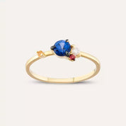 0.60 CT Multicolor Safir ve Pırlanta Taşlı Sarı Altın Yüzük