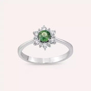 0.63 CT Green Safir ve Pırlanta Taşlı Beyaz Altın Yüzük