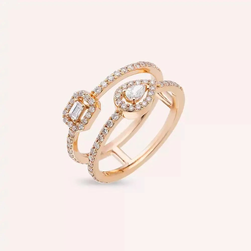 0.64 CT Pırlanta Taşlı Rose Altın Yüzük
