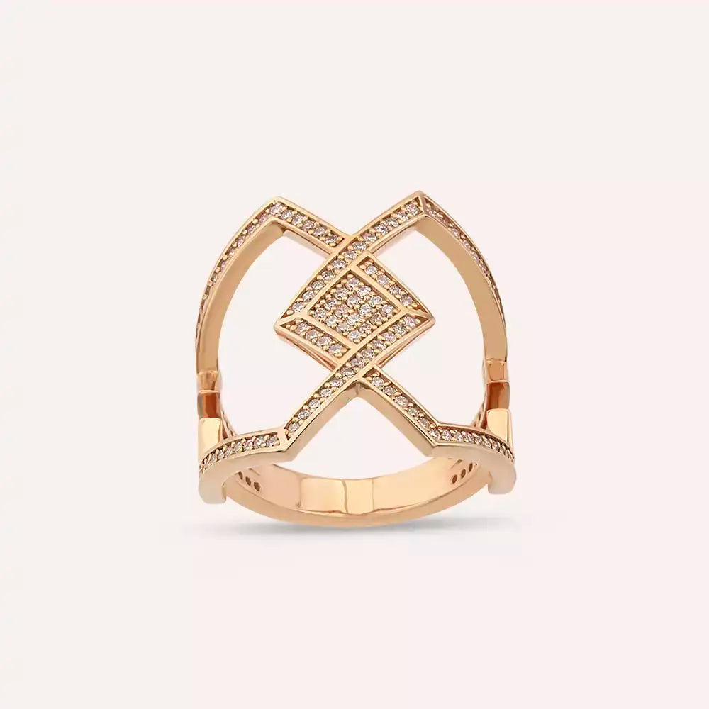 0.64 CT Pırlanta Taşlı Rose Altın Yüzük