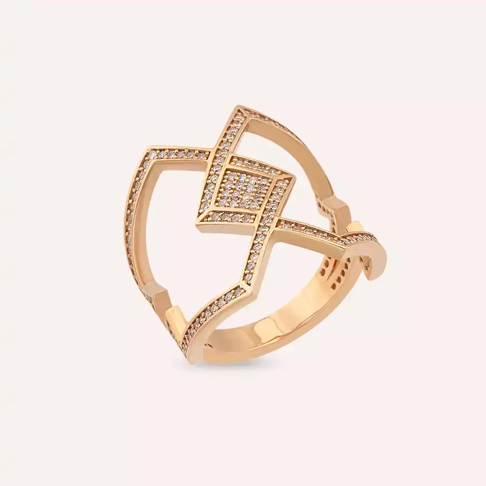 0.64 CT Pırlanta Taşlı Rose Altın Yüzük