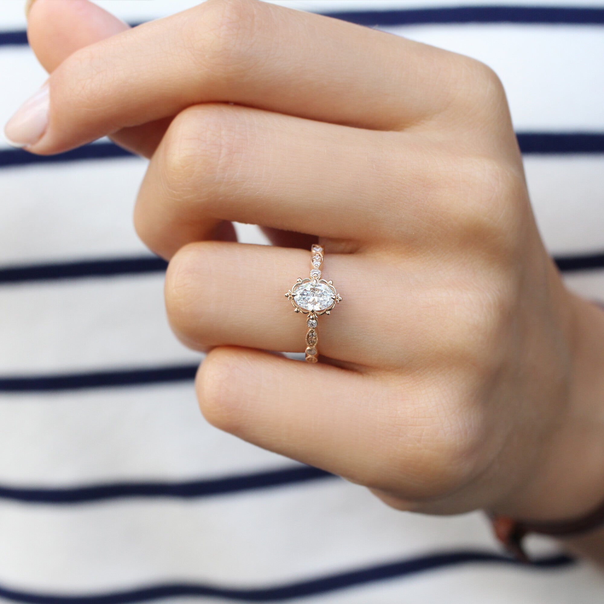 0.65 CT F SI2 GIA Sertifikalı Vintage Tasarım Aria Pırlanta Yüzük