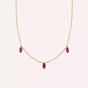 0.65 CT Markiz Kesim Yakut Taşlı Rose Altın Kolye
