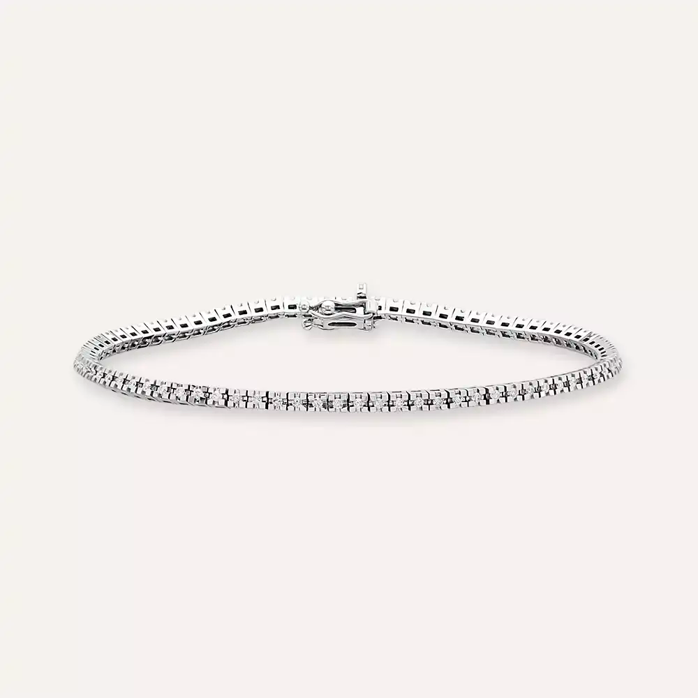 0.65 CT Pırlanta Taşlı Beyaz Altın Suyolu Bileklik