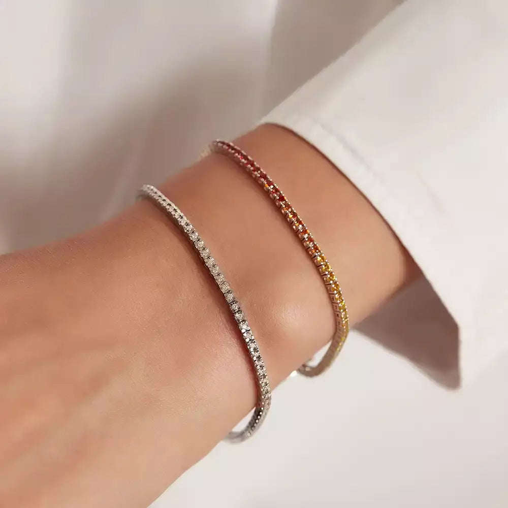 0.65 CT Pırlanta Taşlı Beyaz Altın Suyolu Bileklik