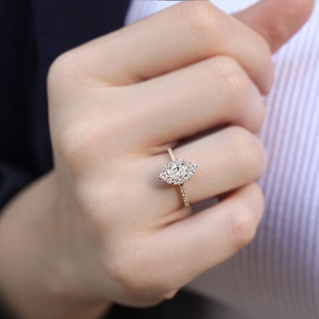 0.65 CT Vintage Oval Lina Tasarım Pırlanta Yüzük