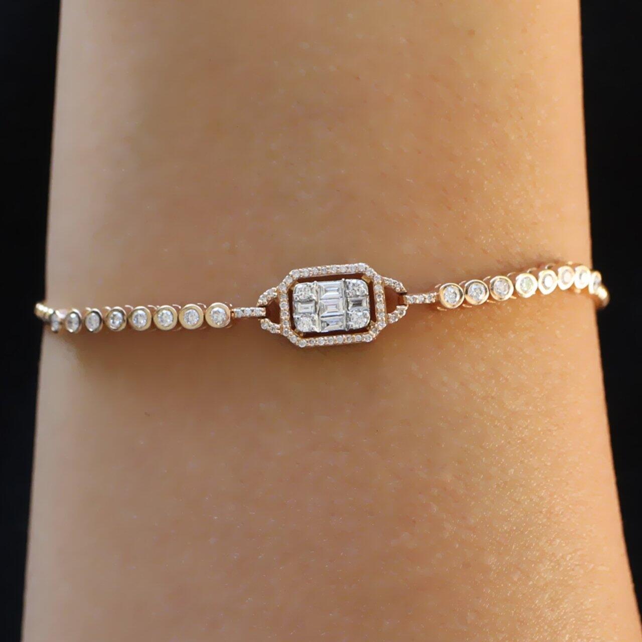 0.65 Karat Pırlanta Baget Bileklik