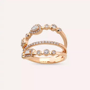 0.67 CT Damla ve Baget Kesim Pırlanta Taşlı Rose Altın Yüzük
