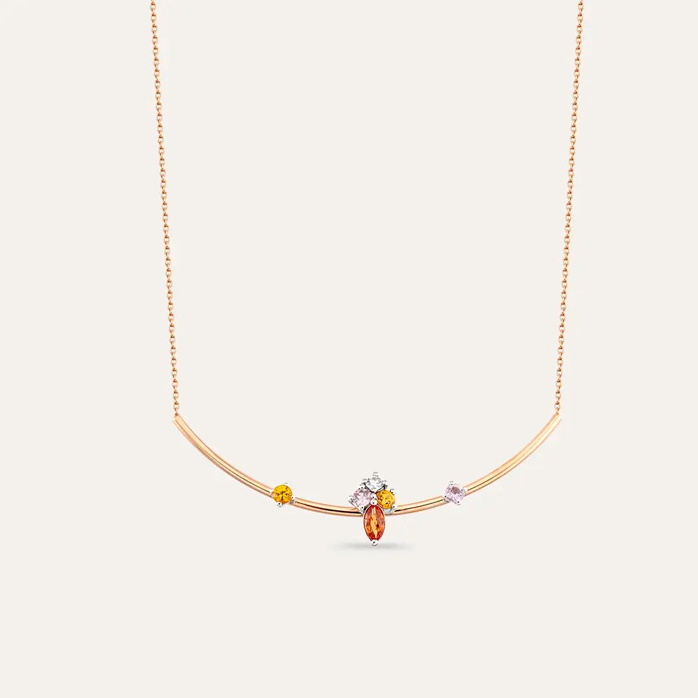 Zaria 0.67 CT Multicolor Safir Taşlı Rose Altın Kolye