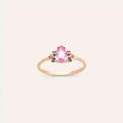 0.69 CT Pink Safir ve Brown Pırlanta Taşlı Rose Altın Yüzük