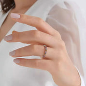 0.71 CT Multicolor Safir Taşlı Yarımtur Beyaz Altın Yüzük