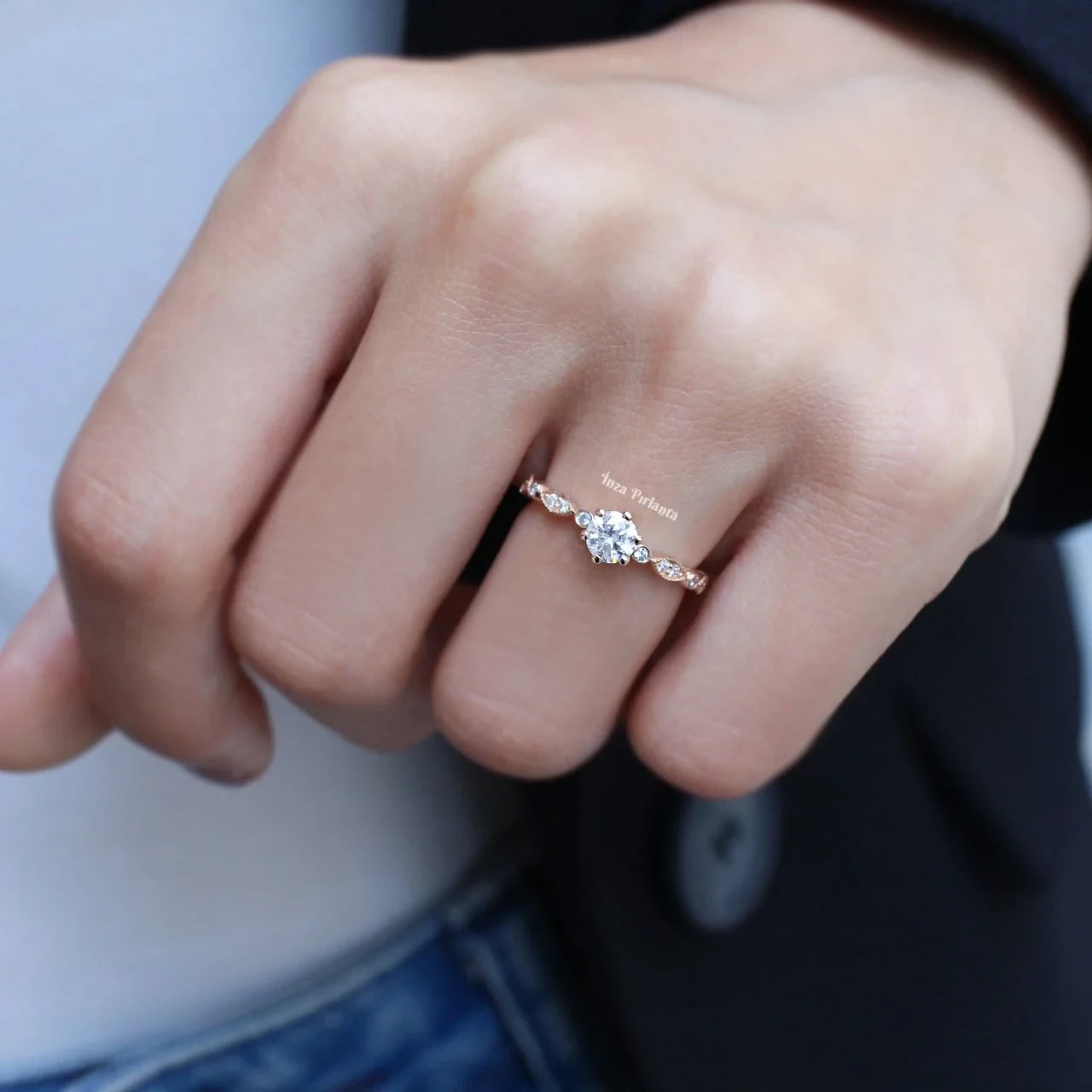 0.72 CT Vintage Tasarım Pırlanta Tektaş Yüzük