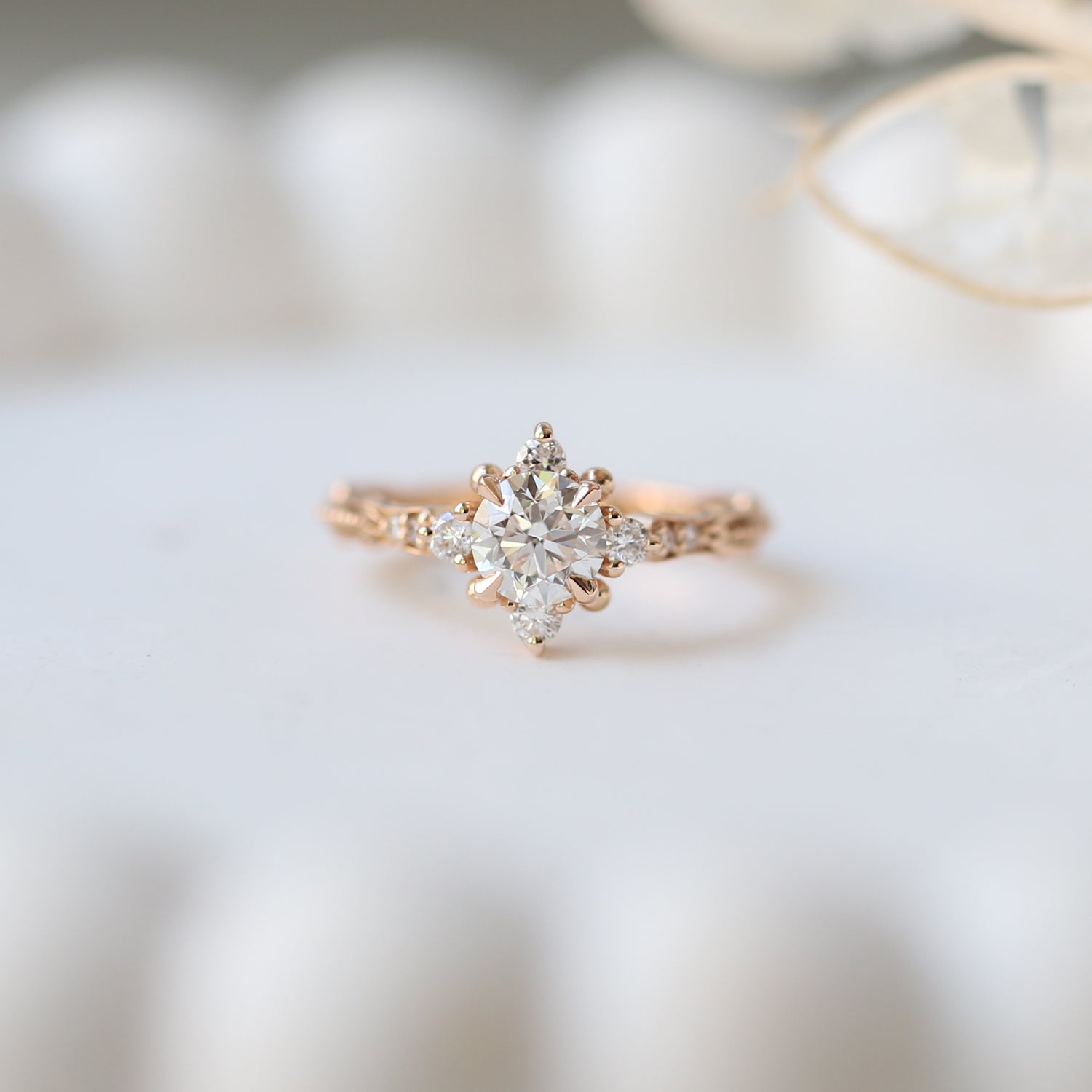 0.75 CT F SI2 GIA Sertifikalı Vintage Florence Pırlanta Yüzük