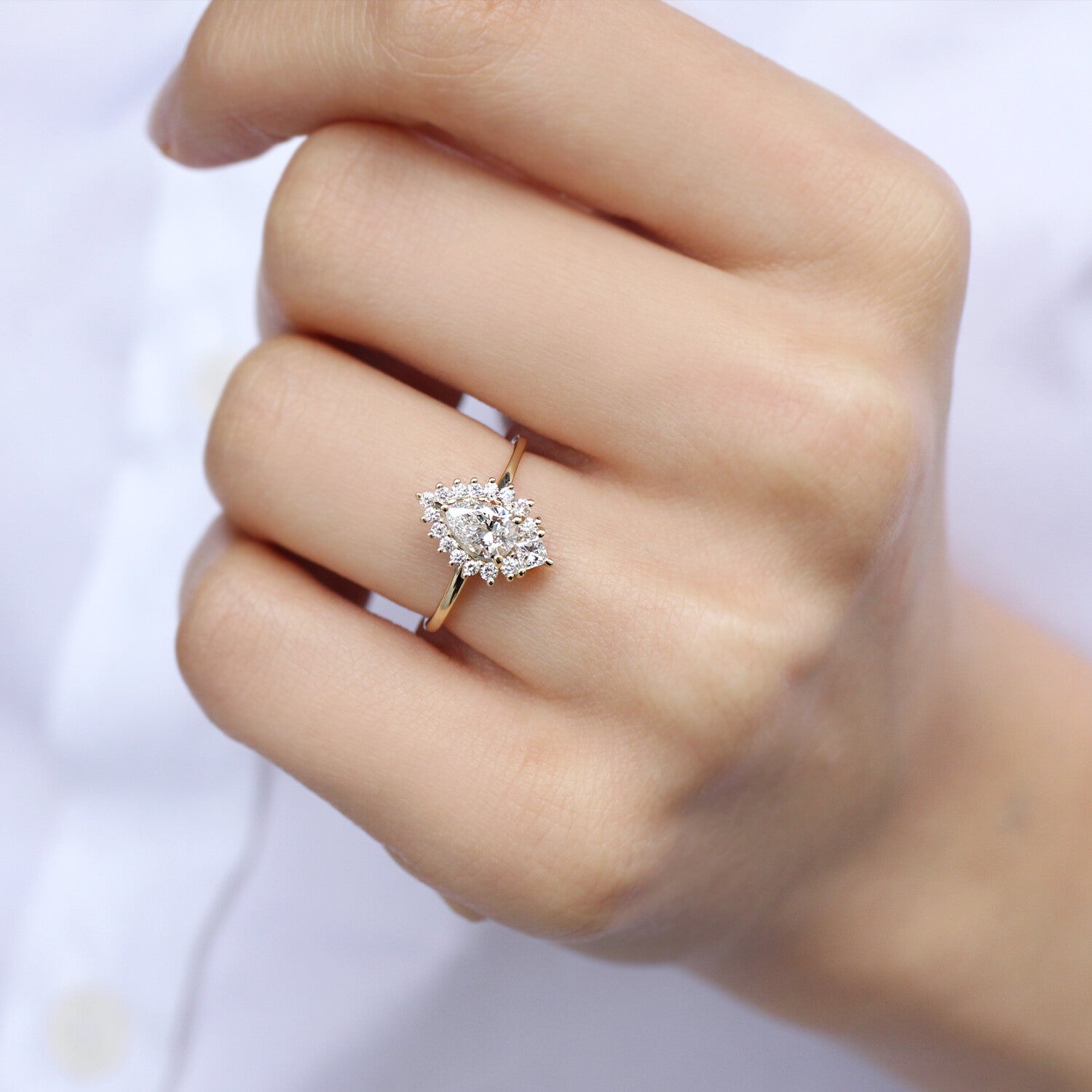 0.75 Karat Özel Tasarım Damla & Prenses Pırlanta Yüzük