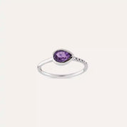 0.78 CT Damla Kesim Ametist ve Pırlanta Taşlı Beyaz Altın Yüzük