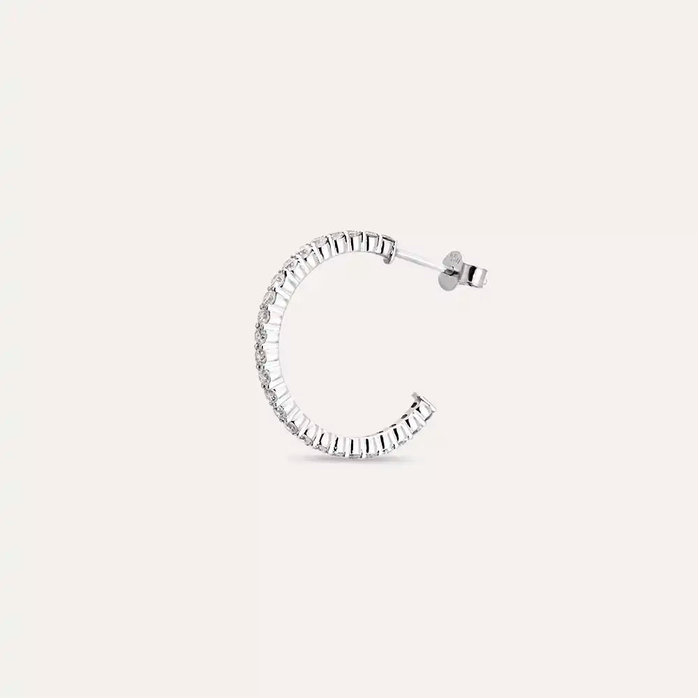 0.78 CT Pırlanta Taşlı Tamtur Beyaz Altın Tek Küpe