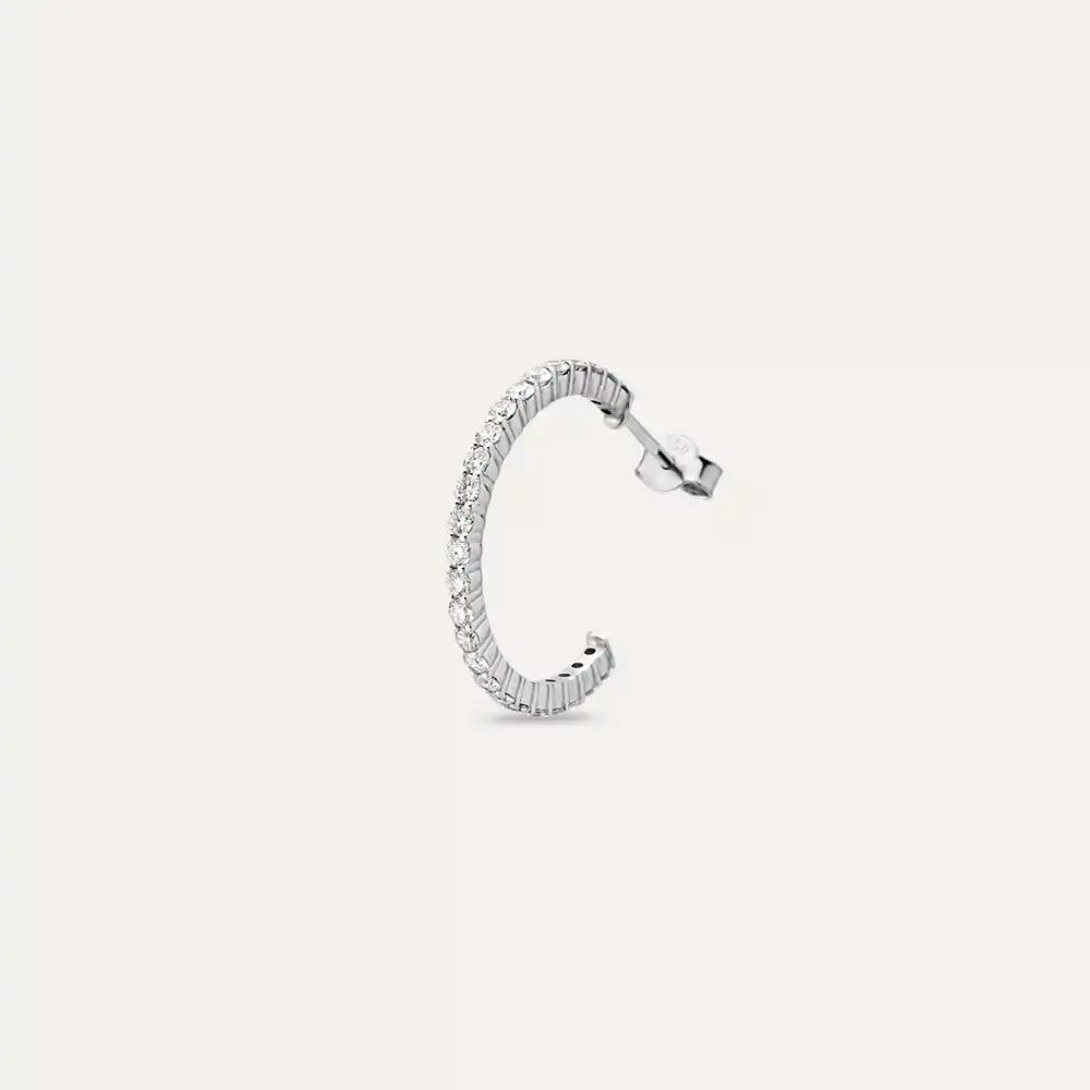 0.78 CT Pırlanta Taşlı Tamtur Beyaz Altın Tek Küpe