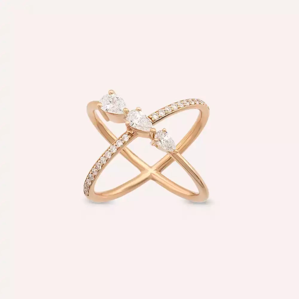 0.79 CT Pırlanta Taşlı Rose Altın Yüzük