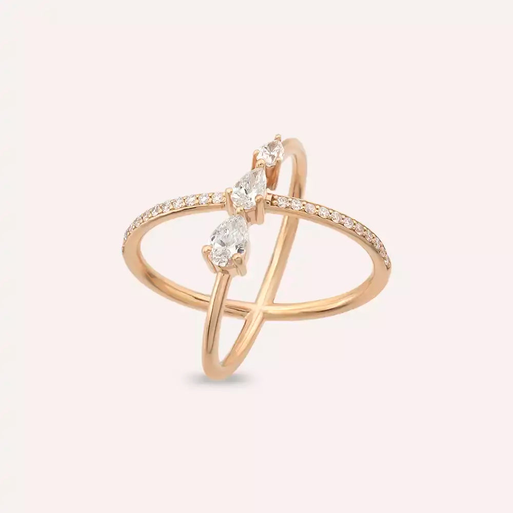 0.79 CT Pırlanta Taşlı Rose Altın Yüzük