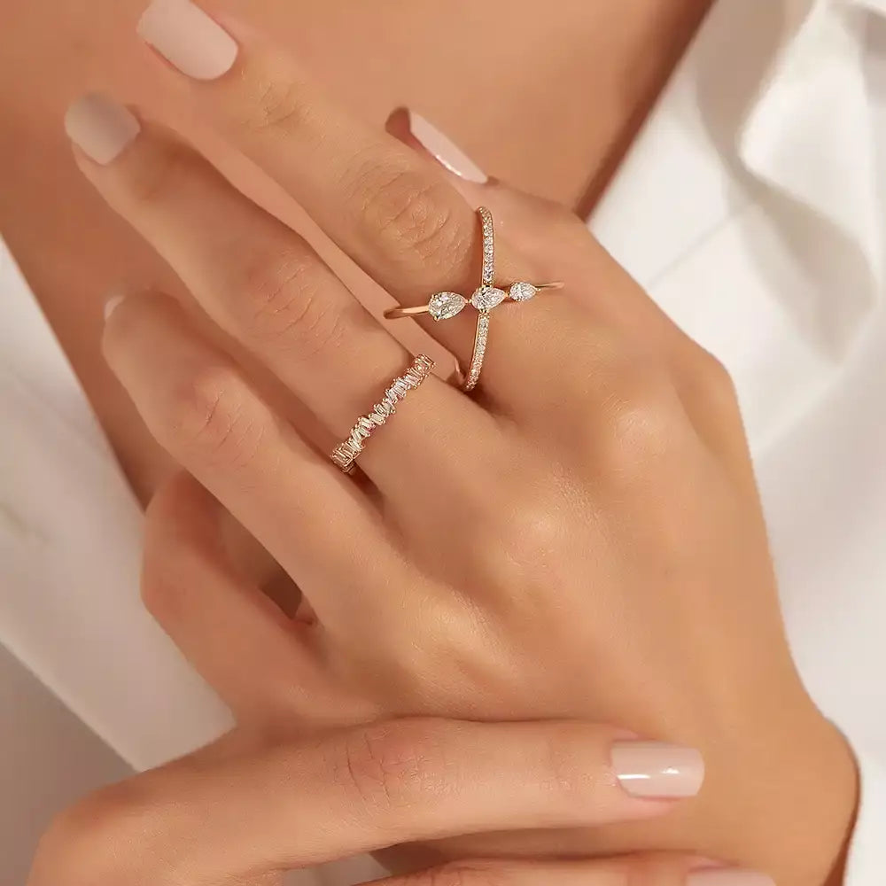 0.79 CT Pırlanta Taşlı Rose Altın Yüzük