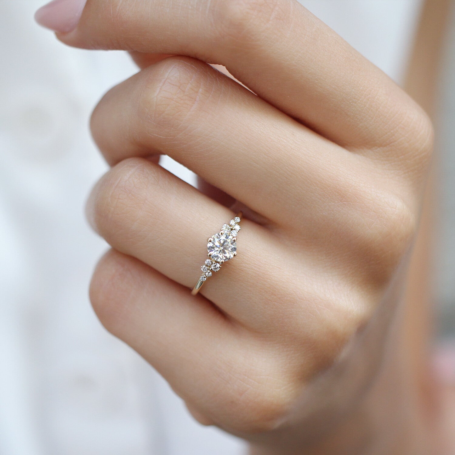 0.80 CT GIA Sertifikalı Vintage Özel Tasarım Asimetri Pırlanta Tektaş Yüzük