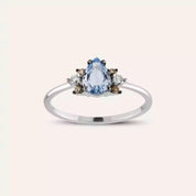 0.81 CT Blue Safir ve Brown Pırlanta Taşlı Beyaz Altın Yüzük
