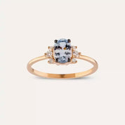 0.81 CT Light Blue Safir ve Pırlanta Taşlı Rose Altın Yüzük